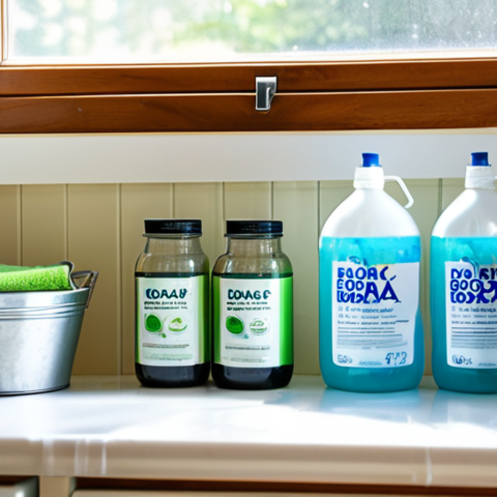 DIY Laundry Station**

"A bright, organized laundry room featuring a DIY laundry detergent station. Glass jars filled with washing soda, borax, and essential oils are neatly arranged on a shelf. A reusable container is ready for dispensing the homemade detergent. A clothesline is visible outside the window, with clothes drying in the sun. Focus on natural light and eco-friendly elements. safe for work, appropriate content, fully clothed, professional, modest, perfect anatomy, correct proportions, natural pose, well-formed hands, proper finger count, natural body proportions, high quality."

**