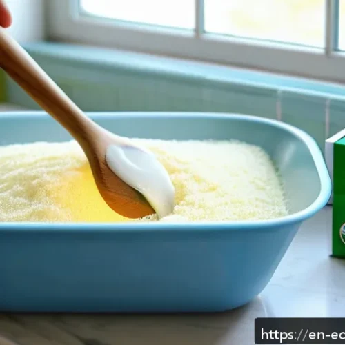 Home 15 DIY 세제를 통한 비용 절감 전략 - A bright, cozy kitchen scene showing a person carefully grating natural bar soap over a large glass ...